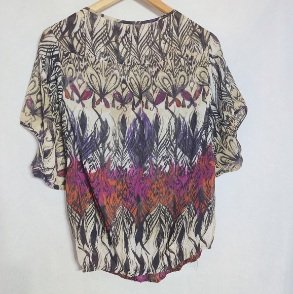 Chime Sheer XL Multicolor Patterned Women's Top - Picture 4 of 6